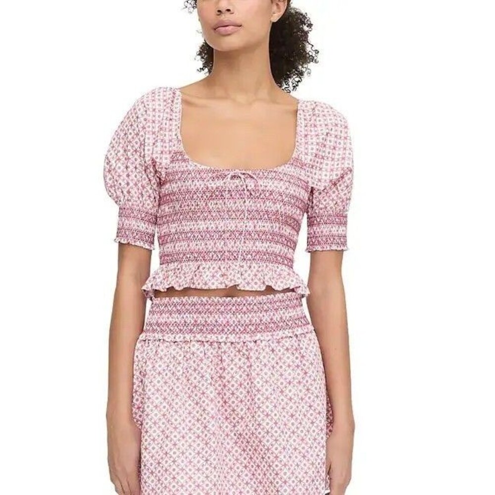 Hill House Home Madeline Nap Top Rose Circular Lattice Print  Sz XS Romantic